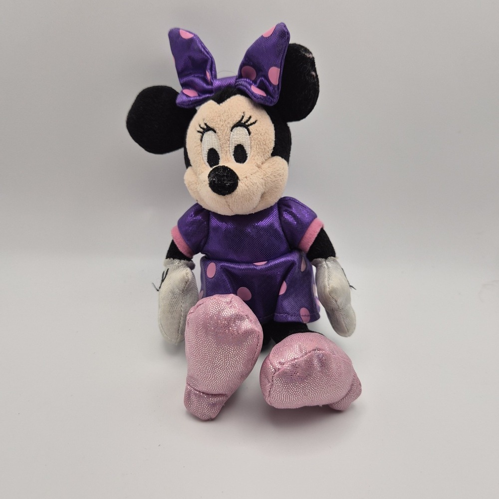 Ty Beanie Babies Disney Minnie Mouse Purple Pink Polka Dot Plush Stuffed Toy 8"